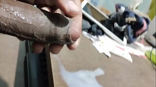 Boy Masterbating alone at home. Sperm out on desk. Overlaod dick.